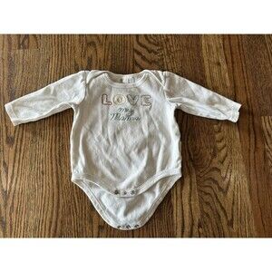 Rabbit and Bear Long Sleeve One Piece Bodysuit Cream 6-9 mth Baby Girl Love Mama
